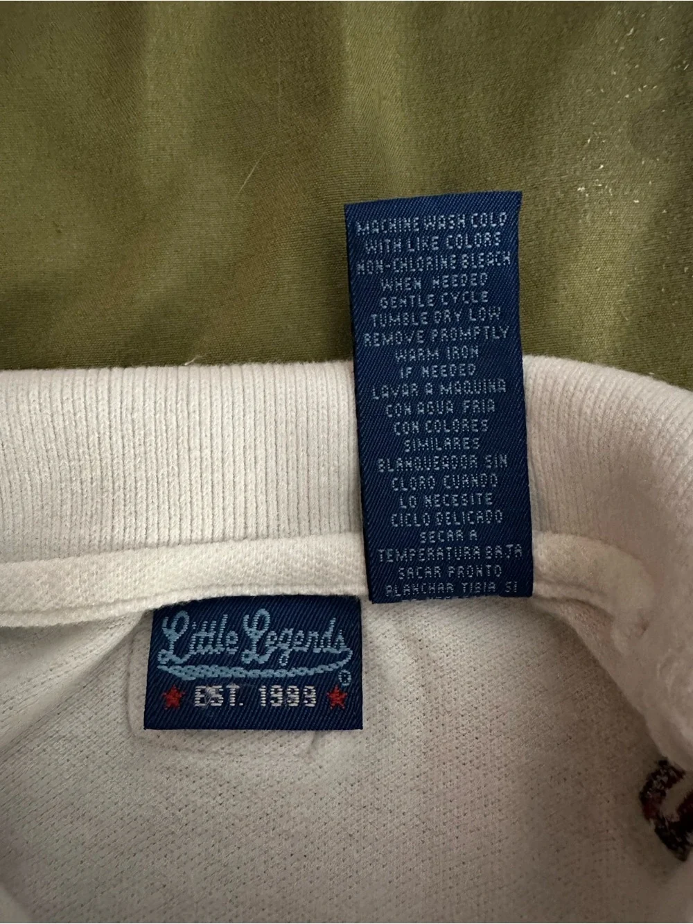 Kids White Polo Shirt with Red & Navy Embroidered Accents